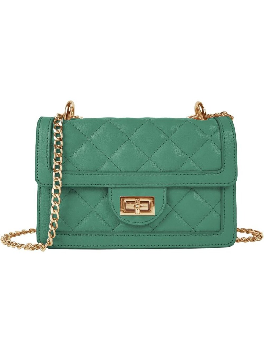 Women's Kelly Green Small Quilted Crossbody Bag Designer Mini Shoulder Purse